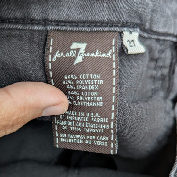 7 For All Mankind Trousers Faded Black Distressed Bell Bottom Jeans Western 27 - Picture 7 of 9